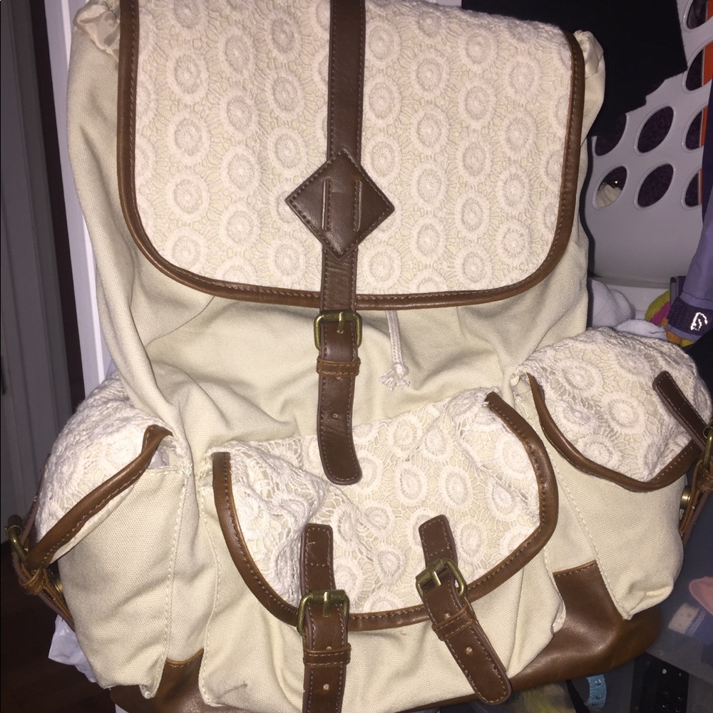 Candie’s Crochet Cream Backpack